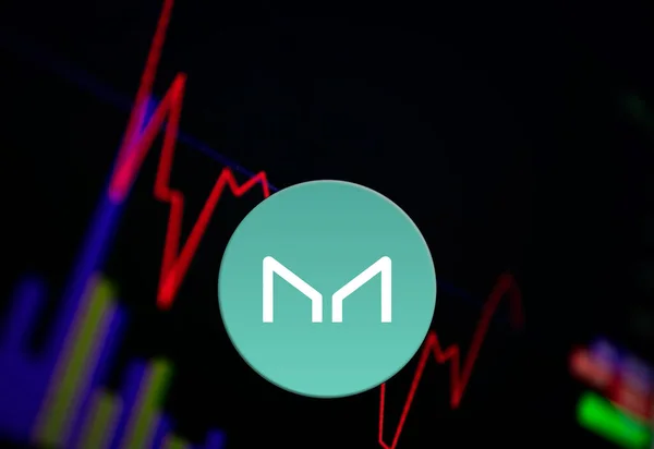 Maker MKR Criptomoneda. gráfico de crecimiento de moneda en el cambio, gráfico — Foto de Stock