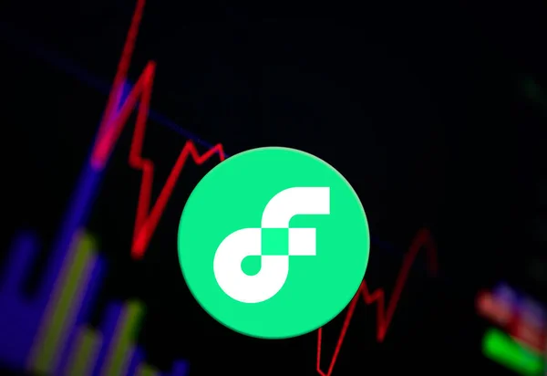 Flujo de flujo Criptomoneda. gráfico de crecimiento de moneda en el cambio, gráfico — Foto de Stock