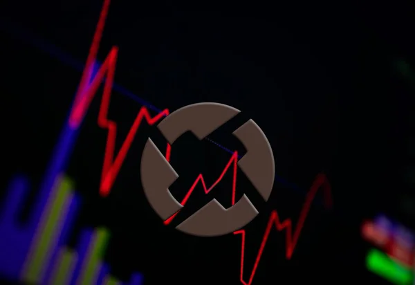 0x ZRX Kryptowährung. Münzwachstumsdiagramm an der Börse, Chart — Stockfoto