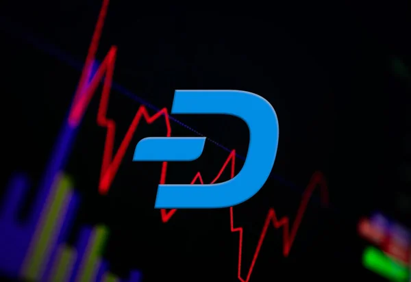 Dash DASH Cryptogeld. munt groei grafiek op de beurs, grafiek — Stockfoto
