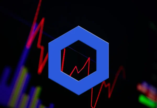 Enlace de cadena LINK Criptomoneda. gráfico de crecimiento de moneda en el cambio, gráfico — Foto de Stock