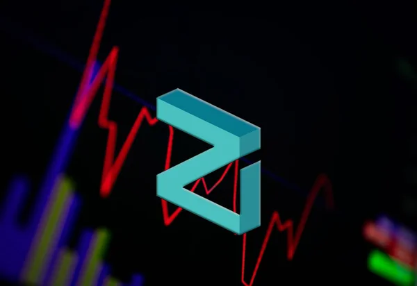 Zilliqa ZIL Cryptogeld. munt groei grafiek op de beurs, grafiek — Stockfoto