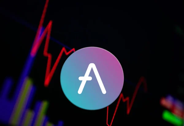 Aave AAVE Cryptocurrency. mynt tillväxt diagram på börsen, diagram — Stockfoto