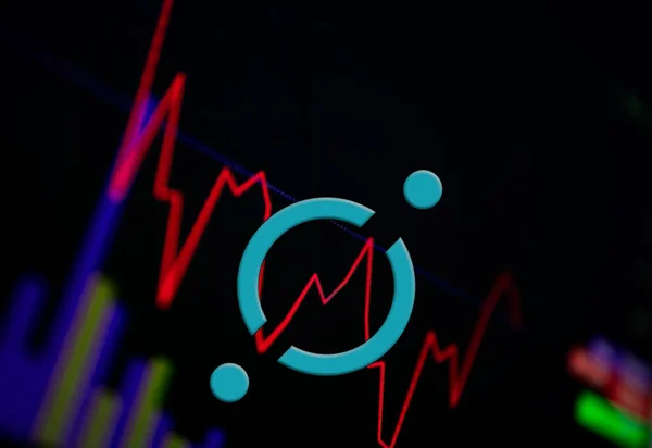 ICON ICX Kryptowährung. Münzwachstumsdiagramm an der Börse, Chart — Stockfoto