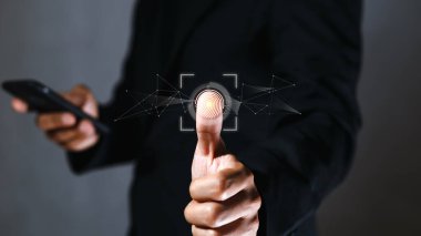 İşadamı parmak izi dijital tarayıcısı. Güvenlik elektronik şifre kodu. parmak izi sensörü.