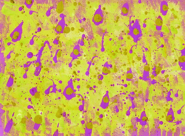 Contemporary abstract art illustration. Bright grungy colored paper texture with paint drops.