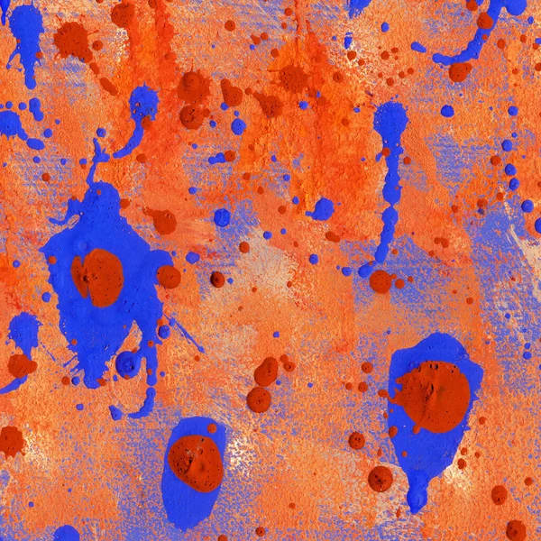 Contemporary abstract art illustration. Bright grungy colored paper texture with paint drops.