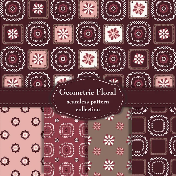 Geometric Floral Seamless Pattern Collection Vector illustration Wallpaper Backgrounds — Stock Vector