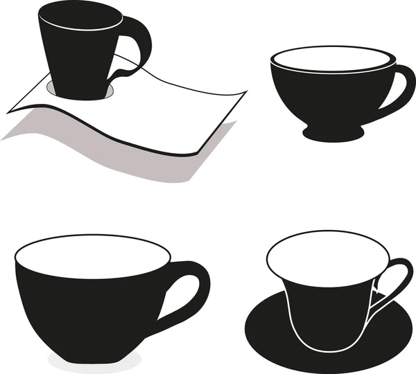 Vektorbild von Silhouetten von Teetassen — Stockvektor