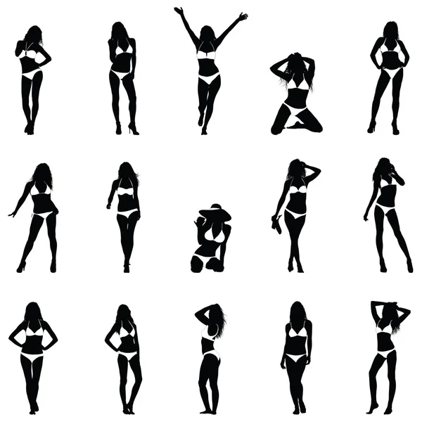 Silhouettes vectorielles noires pour filles — Image vectorielle