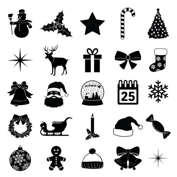 Coleção Ícone de Natal Preto Vetor Ilustração Silhuetas Ilustrações De Stock Royalty-Free