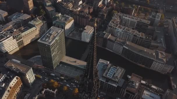 Aerial footage top view of Hamburg 11 october 2020 — 비디오