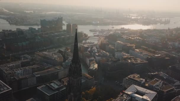 Съёмки с воздуха в Гамбурге 11 октября 2020 — стоковое видео