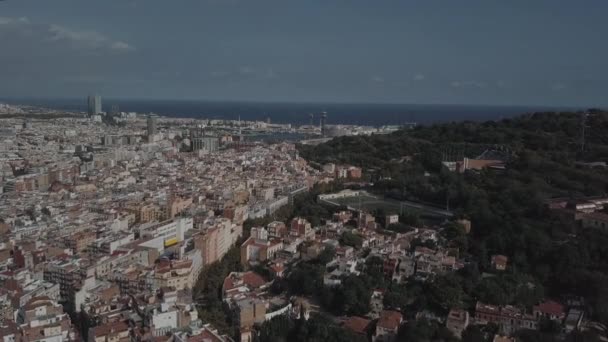 Vrchní pohled na barcelonský přístav z muzejní strany Španělsko květen 2019 — Stock video