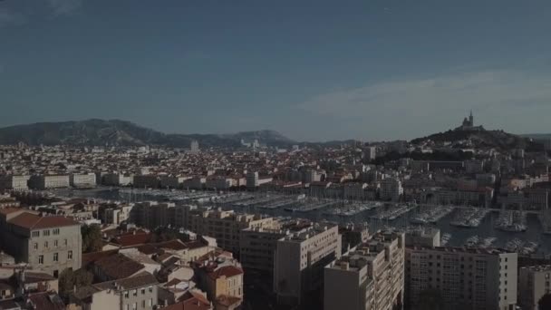 Top view of the landmark of Marseille next bay of the Cathedral of Sainte-Marie-Major October 2019 — Stock Video