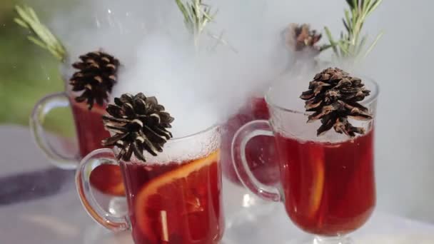 Hot mulled wine decoration — Stock Video