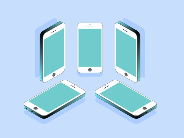 Ilustración Volumétrica Smartphone Realizada Estilo Isométrico Mejor Para Sitios Web — Vector de stock