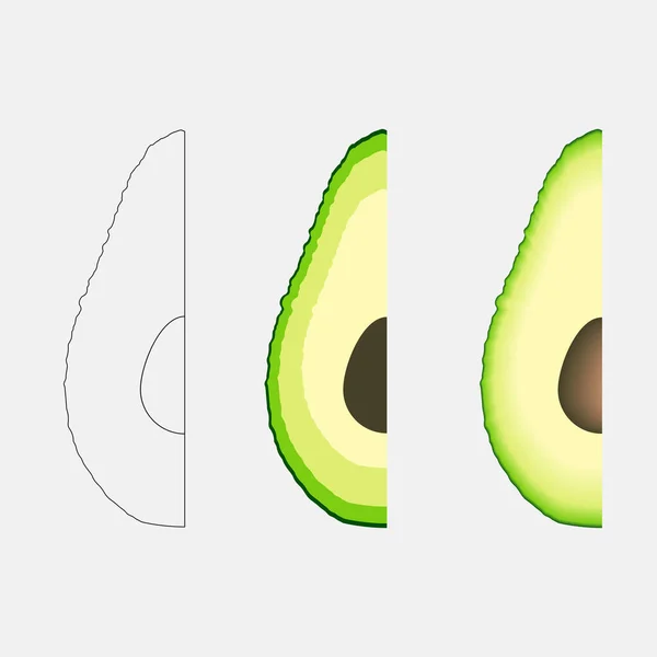 Vereinzelt Realistisch Gefärbte Ganze Saftige Avocado Dekorieren Für Anzeige Poster — Stockvektor