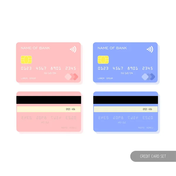 Vorlagen Realistisches Kreditkarten Set Design Vektor Plastikkarte — Stockvektor