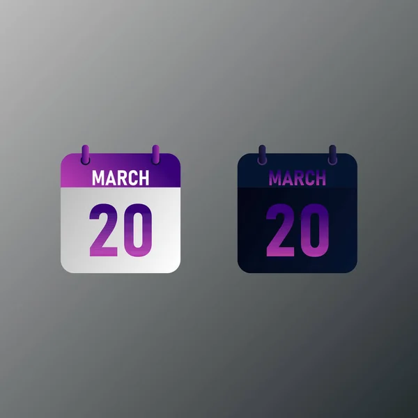 Icono Calendario Diario Marzo Estilo Diseño Plano Ilustración Vectorial Diseño — Vector de stock