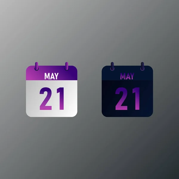 May Daily Calendar Icon Flat Design Style Vector Illustration Light — Stock Vector
