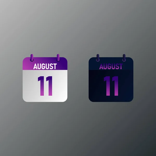 August Daily Calendar Icon Flat Design Style Vector Illustration Light — Stock Vector