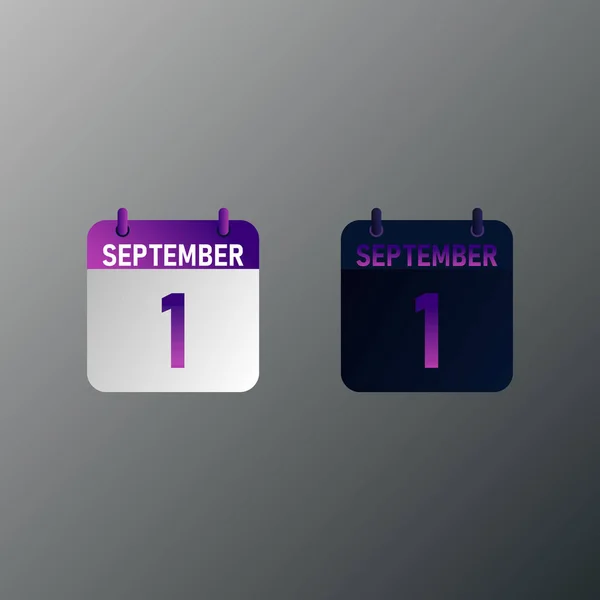 九月的日历图标为平面设计风格 光暗设计中的矢量图解 — 图库矢量图片