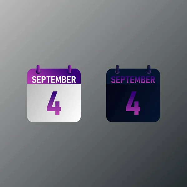 September Dagelijkse Kalender Pictogram Platte Ontwerp Stijl Vector Illustratie Licht — Stockvector