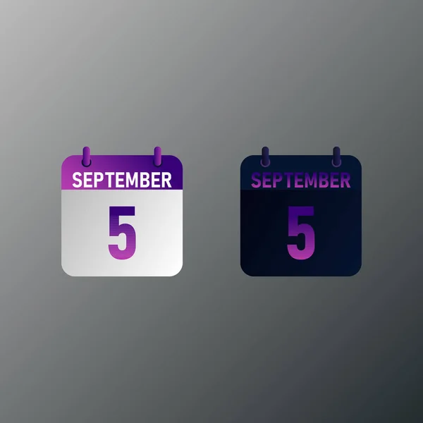 September Daglig Kalender Ikon Platt Design Stil Vektorillustration Ljus Och — Stock vektor