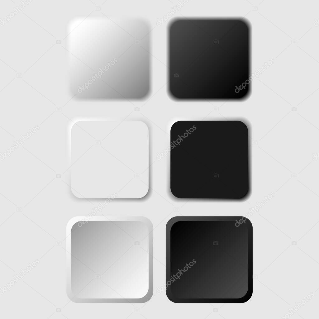 Set of volumetric buttons in neomorphism (neumorphism) style. Designed for websites, mobile apps and other developers.