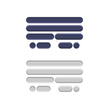 Simge çok renkli düğmeyi düz bir şekilde ayarladı. Kolay düzenlenebilir vektör izole çizimi. 