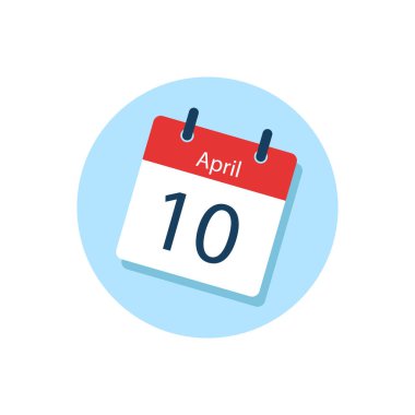 Beyaz günlük takvim Simgesi April Düz Tasarım tarzında. İzole vektör illüstrasyonunu düzenlemek kolay.