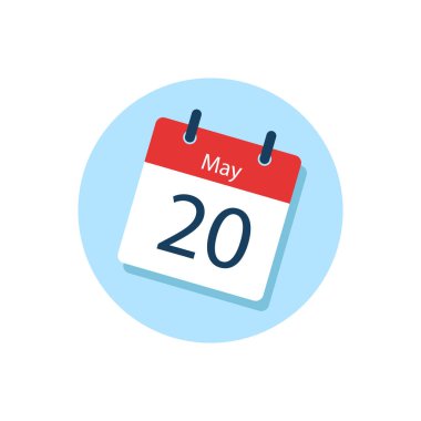 White daily calendar Icon May in a Flat Design style. Easy to edit Isolated vector Illustration.