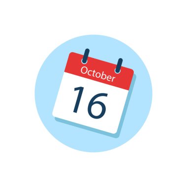 Düz Tasarım tarzında beyaz günlük takvim ikonu ekim ayı. İzole vektör illüstrasyonunu düzenlemek kolay.