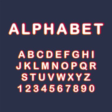 Renk çizgisi soyut alfabe harfi ABC yazı tipi. 3d tipografi vektör çizim sembolü.