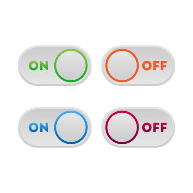  Simge çok renkli düğmeyi düz bir şekilde ayarladı. Kolay düzenlenebilir vektör izole çizimi.