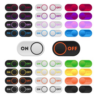  Simge çok renkli düğmeyi düz bir şekilde ayarladı. Kolay düzenlenebilir vektör izole çizimi.