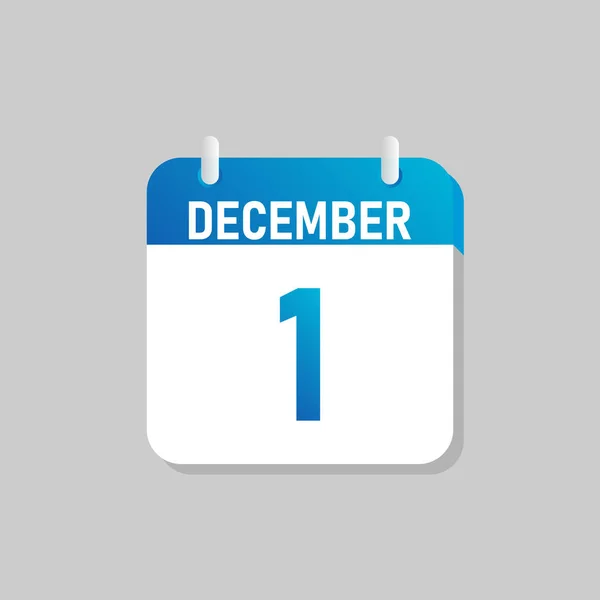 White Daily Calendar Icon December Flat Design Style Easy Edit — Stock Vector