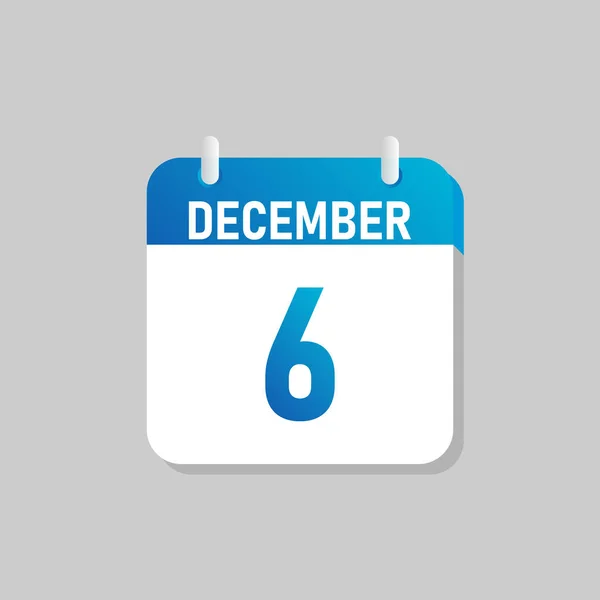 Calendrier Quotidien Blanc Icône Décembre Dans Style Flat Design Facile — Image vectorielle