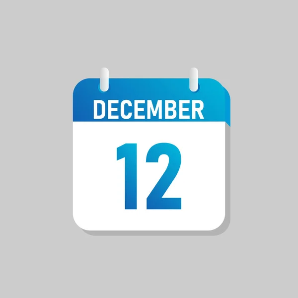 Calendario Diario Blanco Icono Diciembre Estilo Flat Design Ilustración Vectorial — Vector de stock