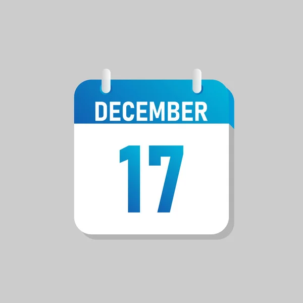 Calendrier Quotidien Blanc Icône Décembre Dans Style Flat Design Facile — Image vectorielle