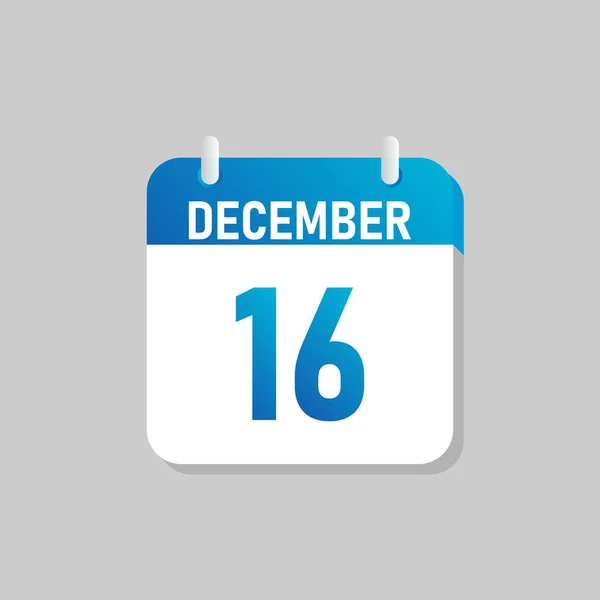 Calendrier Quotidien Blanc Icône Décembre Dans Style Flat Design Facile — Image vectorielle