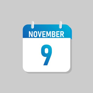 Beyaz günlük takvim Simgesi Kasım Düz Tasarım tarzında. İzole vektör illüstrasyonunu düzenlemek kolay.