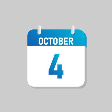 Düz Tasarım tarzında beyaz günlük takvim ikonu ekim ayı. İzole vektör illüstrasyonunu düzenlemek kolay.