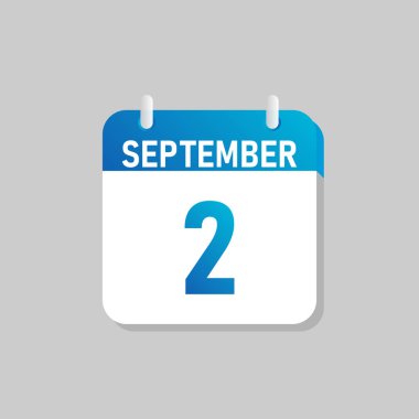 Düz Tasarım tarzında beyaz günlük takvim simgesi Eylül. İzole vektör illüstrasyonunu düzenlemek kolay.
