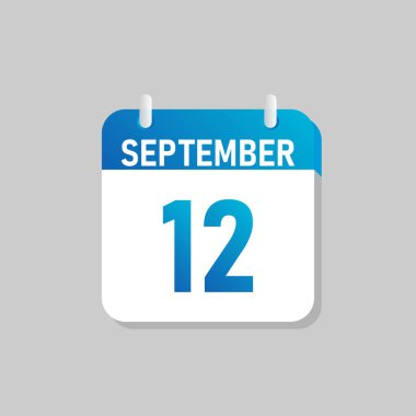 Düz Tasarım tarzında beyaz günlük takvim simgesi Eylül. İzole vektör illüstrasyonunu düzenlemek kolay.