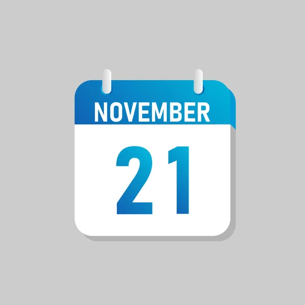 Bílý Denní Kalendář Ikona Listopad Stylu Flat Design Jednoduchá Úprava — Stockový vektor