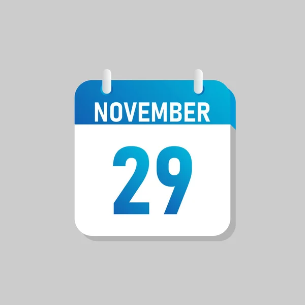 Bílý Denní Kalendář Ikona Listopad Stylu Flat Design Jednoduchá Úprava — Stockový vektor