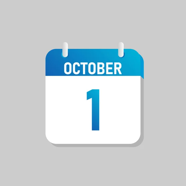 Calendario Diario Blanco Icono Octubre Estilo Flat Design Ilustración Vectorial — Archivo Imágenes Vectoriales