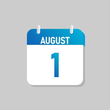 Beyaz günlük takvim Simgesi Ağustos Düz Tasarım tarzında. İzole vektör illüstrasyonunu düzenlemek kolay.